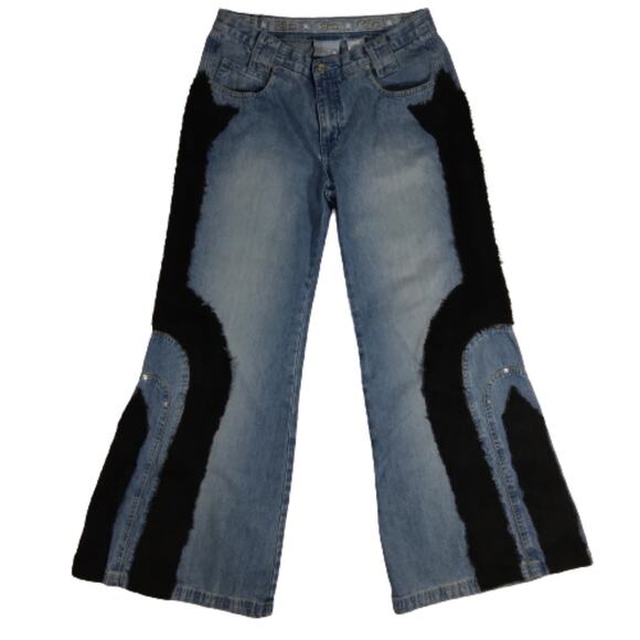 CAFFEINE brand Vintage Y2K Raver Baggy Wideleg Women's Pants Size7 (Custom)